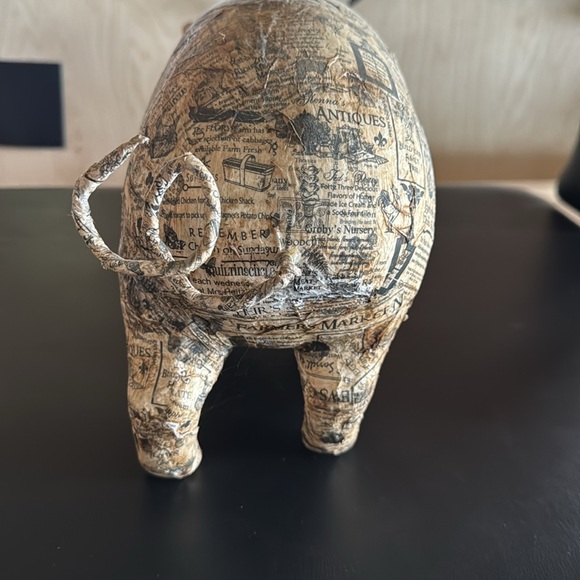 Decorative Pig Figurine with Newspaper Print - Picture 5 of 5
